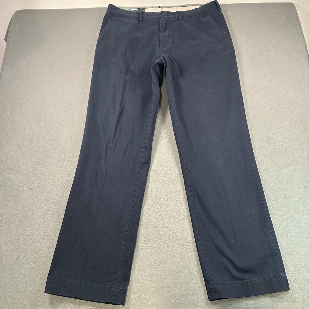 Polo Ralph Lauren Preston Pant Mens 38x34 Navy Blue Cotton Chino Straight Leg